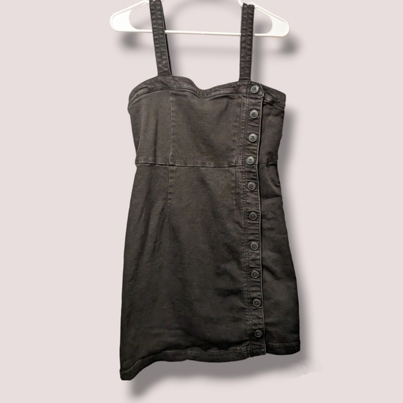 Ten Sixty Sherman Black Sleeveless Button Front Denim Mini Dress - Picture 1 of 7
